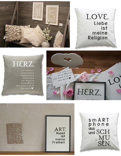 „LIEBE ist meine Religion“. Neue WORTWAHL Kollektion für Wand und Sofa